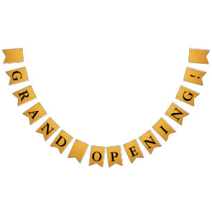 Grand Opening Faux Gold Glitter  Bunting Flags