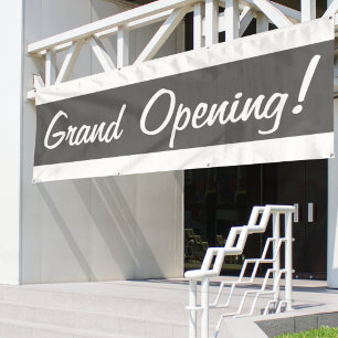 Grand Opening Gray & White Promotional Business Banner