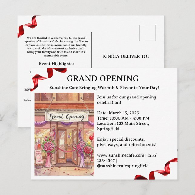 Grand Opening Invitation   Postcard (Front/Back)