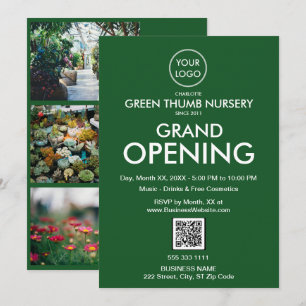 Grand Opening Modern Green Business Logo QR Code Invitation