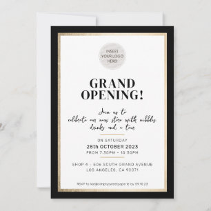 GRAND OPENING modern minimal logo store black Invitation
