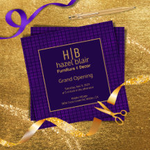 Grand Opening Purple and Gold Monogrammed Business