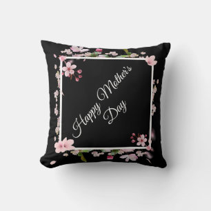 Grand Oreiller rose floral Joyeux Mère de Fête