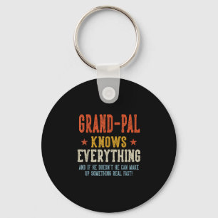 Grand-pal knows everything father's day retro keychain