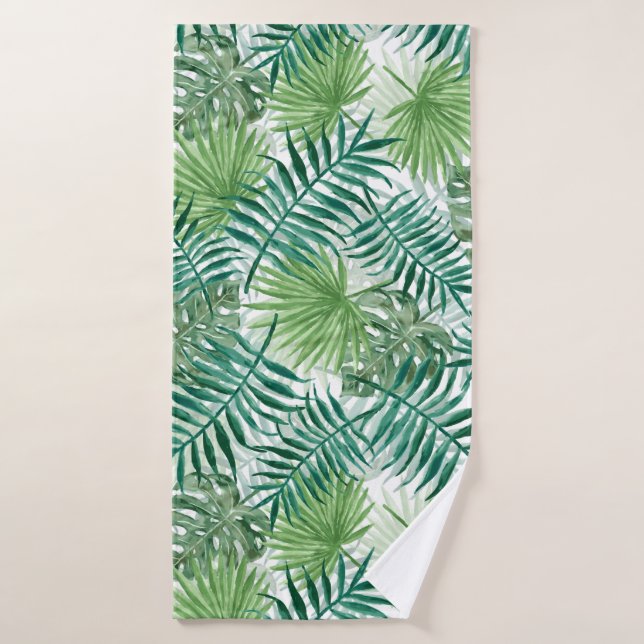 Grand palmier vert et Plantes tropicaux de Monster (Serviette de bain)