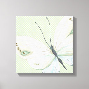 Grand papillon sur impression sur toile à pois