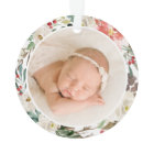 Grand-parents 1er Noël Photo florale géométrique