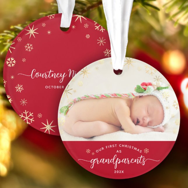 Grand-parents Baby First Christmas Snowflakes Phot (Créateur téléchargé)