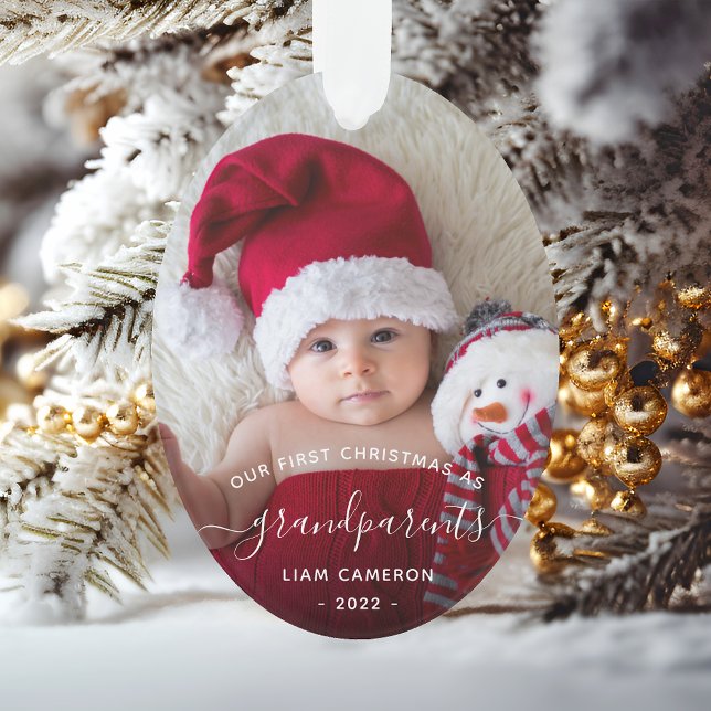 Grand-parents de 2 photos, premier Noël blanc Scri (Créateur téléchargé)