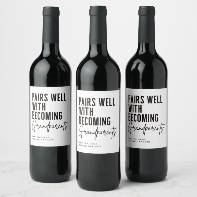 Grand-parents Grossesse Faire-part Vins Étiquettes (Bouteilles)