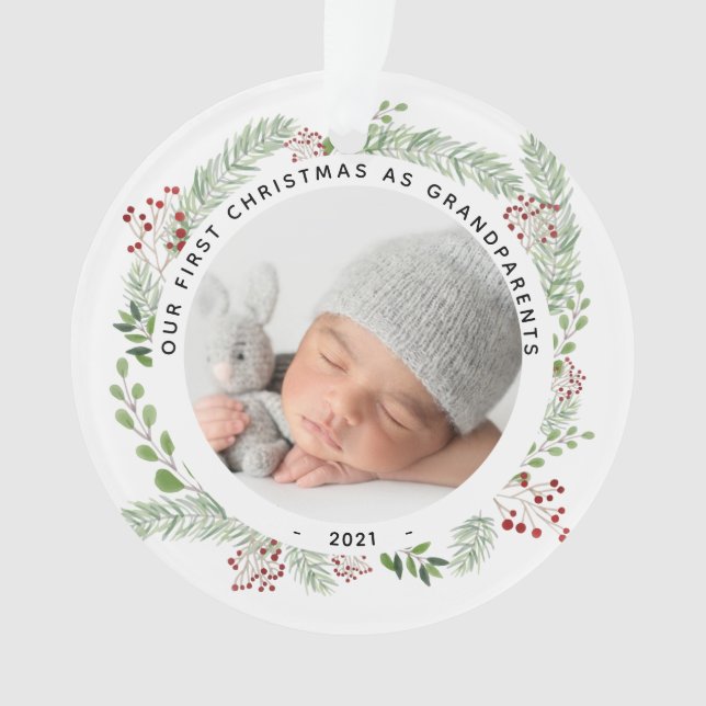 Grand-parents Noël avec photo florale (devant)