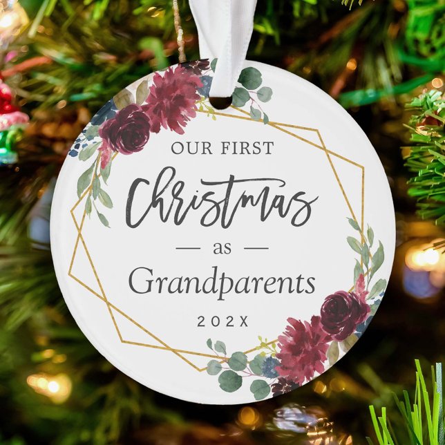 Grand-parents Premiers Noël Bourgogne photo floral (Créateur téléchargé)