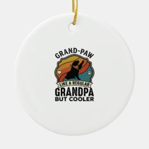 Grand Paw Grandpa Dog Retro Sunset Bandana_1 Ceramic Ornament