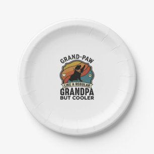 Grand Paw Grandpa Dog Retro Sunset Bandana_1 Paper Plate