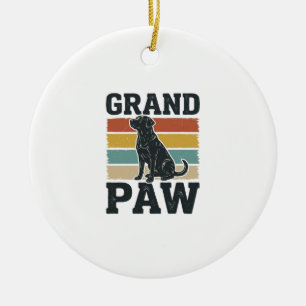 Grand Paw Vintage Dog Grandpa Shirt Design_1 Ceramic Ornament