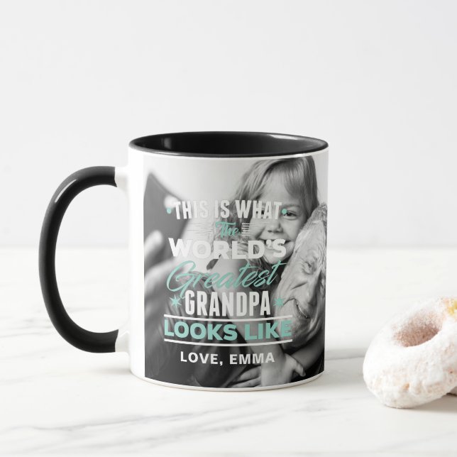 Grand-père du monde | Photo Collage Mug (Avec donut)