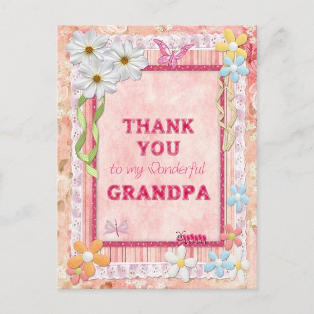 Grand-père Merci, fleurs + carte des papillons (Devant)