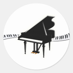 Grand piano and Keyboard Classic Round Sticker