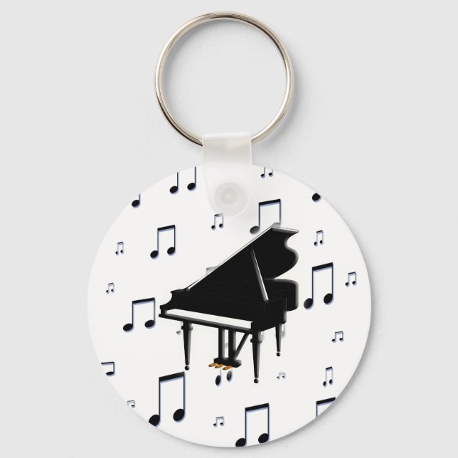Grand Piano and Music Notes Keychain (Front)
