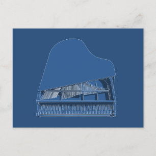 Grand Piano: Blueprint Painting: Postcard