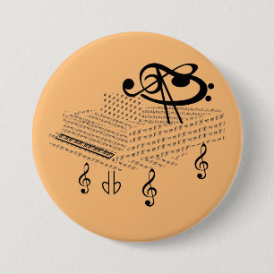 Grand piano, classical music, 3 inch round button