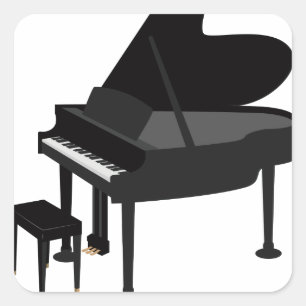 Grand Piano Drawing Square Sticker