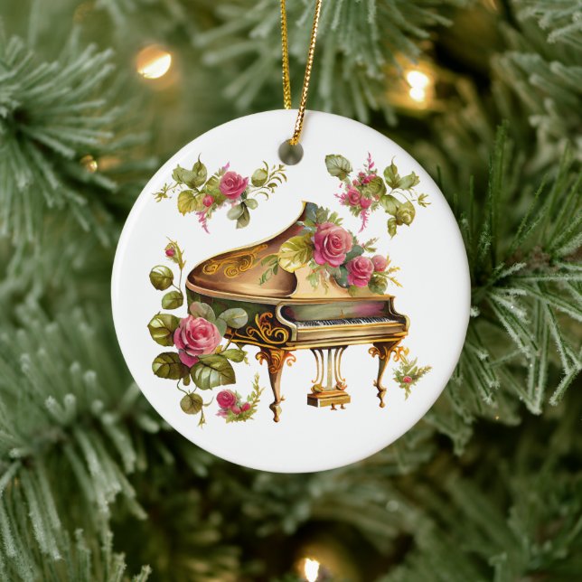 Grand piano et ornement de Noël floral (Arbre)