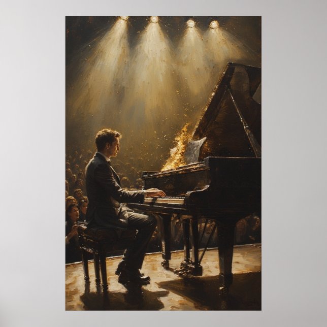 Grand Piano Fiery Performance Poster (Front)