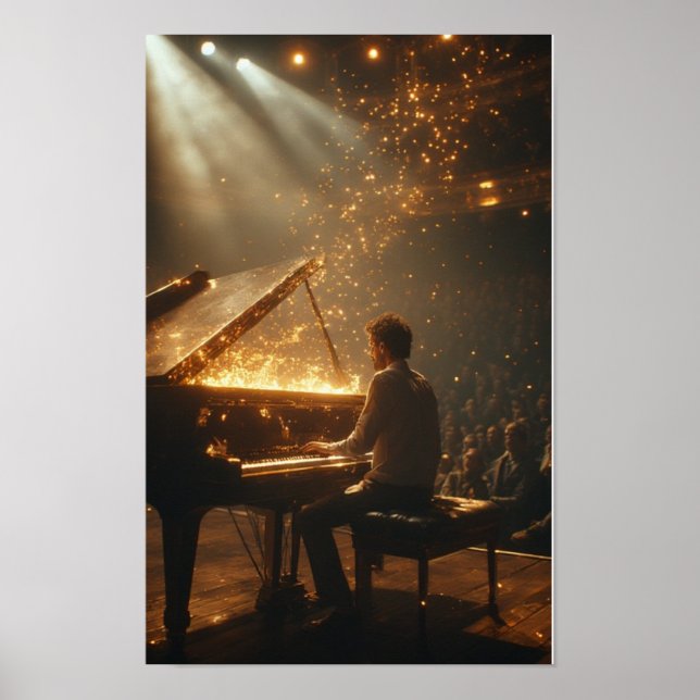 Grand Piano Fiery Performance Poster (Front)