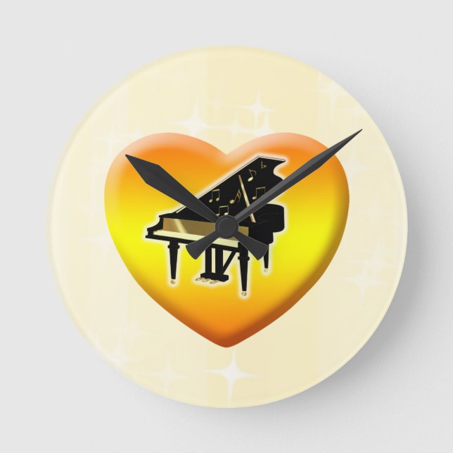 Grand Piano Heart Clock (Front)