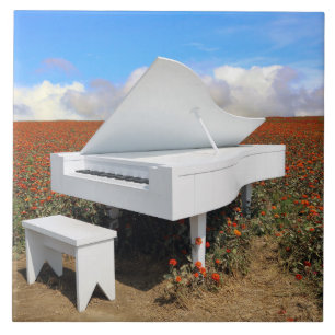 Grand piano in zinnia field tile