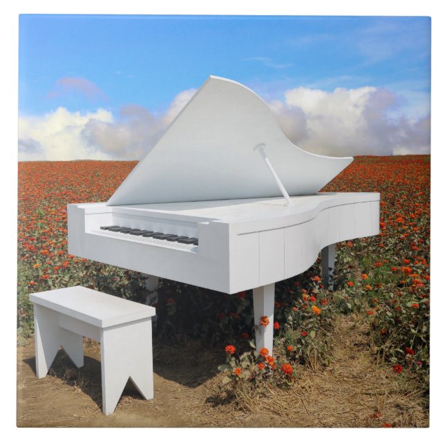 Grand piano in zinnia field tile (Front)