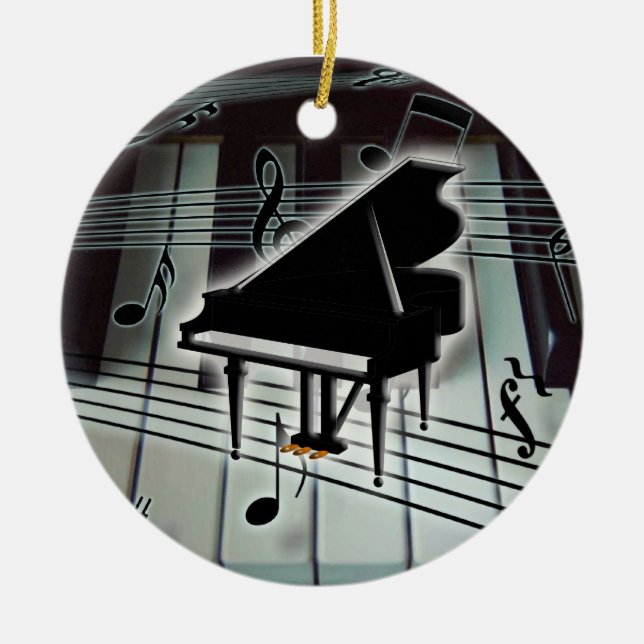 Grand Piano Keyboard Christmas Xmas Ornament (Front)