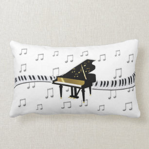 Grand Piano Keyboard Music Notes Lumbar Pillow
