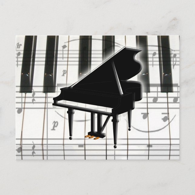 Grand Piano Keyboard & Notes Postcard (Front)