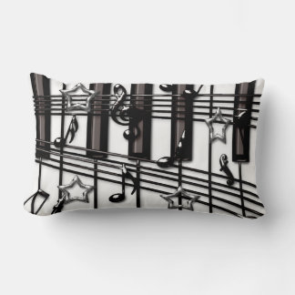Grand Piano Keyboard with Music Notes Lumbar Pillow