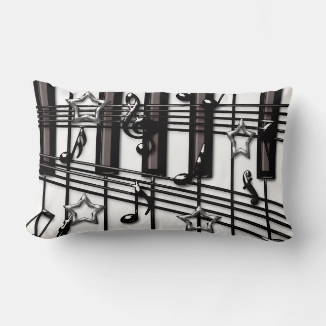 Grand Piano Keyboard with Music Notes Lumbar Pillow (Front)