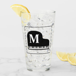Grand Piano Monogram Pianist Black and White Clas Glass
