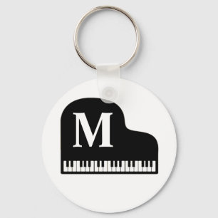 Grand Piano Monogram Pianist Personalize  Keychain