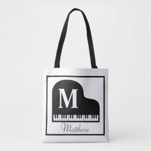 Grand Piano Monogram Pianist Personalize  Tote Bag