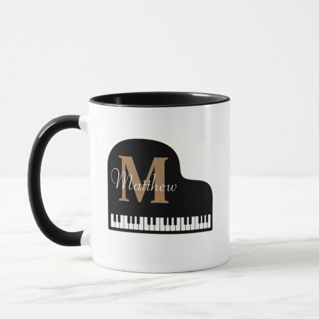  Grand Piano Monogram with name Pianist  Mug (Left)