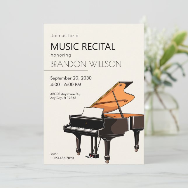 Grand Piano music  Invitation (Standing Front)
