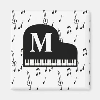 Grand Piano Music Note Monogram Pianist   Magnet