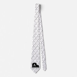 Grand Piano Music Notes Monogram Pianist  Tie
