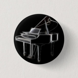 Grand Piano Musical Classical Instrument 1 Inch Round Button