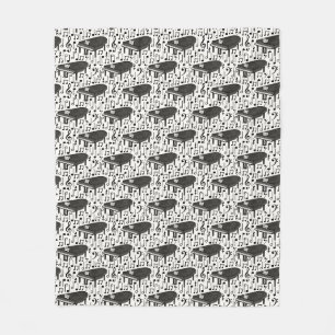 Grand Piano Musical Notes Pattern Pianist Musician Fleece Blanket