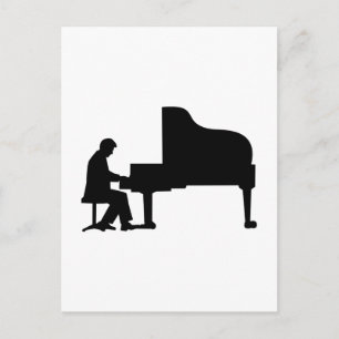 Grand piano pianist postcard
