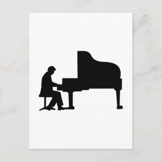 Grand piano pianist postcard