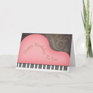 Grand Piano Rose Plutôt Grande Carte Personnalisée