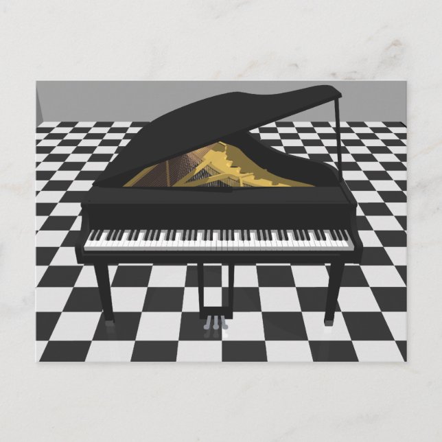 Grand Piano & Tile Floor: 3D Model: Postcard (Front)
